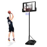 Goplus Portable Basketball Hoop Outdoor, 8.5-10 FT Height Adjustable Basketball Stand with 39Inch Shatterproof Backboard, Fillable Base, Indoor Ouside Driveway Court Basketball Goal for Teens Kids