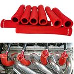 Spark Plug Wire Boots Thermal Protection Insulator Sleeve, 1200 Degree Heat shield Cover Wrap 6 inch for Car Truck 8PCS(red)