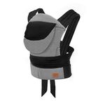 kk Kinderkraft Adoree Baby Carrier from 3 Month to 20 kg, Ergonomic Baby Sling, 2 Carrying Position: Front and Back, Adjustable Straps, Detachable Hood, Natural Materials, Cotton, Linen, Viscose, Gray