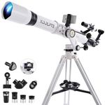 Telescope with Digital Eyepiece - Astronomy Refracting Telescope 90mm Aperture 900mm Vertisteel Altazimuth Mount, Compact and Powerful for Beginners,Professionals and Kids, Perfect for Observing White