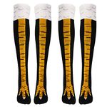 2 Pair, Funny Crazy Chicken Feet Socks, Novelty Chicken Legs Over The Knee Socks for Women Men, Cool Animal Knee-High Turkey Socks, Cosplay Socks Mid-calf Stocking for Halloween Christmas Party