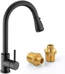 Sink Faucet, Black Kitchen Faucet with Pull Down Sprayer VFAUOSIT Single Handle Pull Out Kitchen Faucets Matte Black, Grifo para Fregaderos de Cocina with Male 1/2 to Male 3/8 Adapter