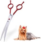 LovinPet Dog Grooming Scissors/6CR grooming Scissors for Dogs/curved Scissors for Dog Grooming/dog Scissors Grooming/left/right-handed Safety Blunt-tip Dog Scissors for Grooming Eyes for Dogs And Cats