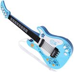 SPYMINNPOO Kids Guitar Toy,Multifunctional Kids Bass Guitar Toy Children Light Musical Instrument Toy (Blue)