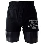 Giftware Property of The New Mrs. with Surname and Date Wedding Black Boxer Shorts (Large (35" - 38")) Black