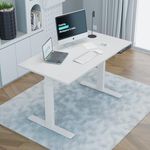 JIN OFFICE Height Adjustable Desk Electric | Dual Motor 3-Stage | 125Kg Wt. Capacity with 3 Memory Presets | Premium Electric Standing Table (White 1200 X 750 mm Table Top)