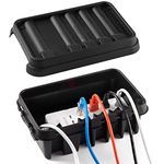 SockitBox – The Original Weatherproof Connection Box �– Indoor & Outdoor Electrical Power Cord Enclosure for Timers, Extension Cables, Transformers, Power Strips, Lights, Tools & More – Medium – Black