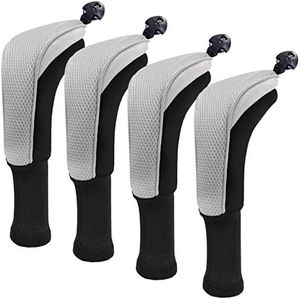 Craftsman Golf Gray Golf Club Sock Long Neck Mesh Hybrid Rescue Headcover Head Covers Interchangeable w/No. Tag (Gray 4pcs)