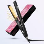 Dekuri 2 in 1 Hair Straightener and Curler, Smooth Titanium Plate,30s Fast Heat Flat Iron, 120-230℃ LCD Display, Ionic Hair Straighteners for Women -Black