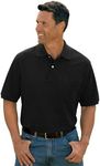 Harbor Bay by DXL Men's Big and Tall Pocket Piqué Polo Shirt Black 2XLT