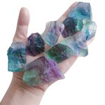 Luckeeper 2 lb Rough Crystals Bulk Raw Rainbow Fluorite Healing Stones for Tumbling, Wire Wrapping, Wicca Reiki,Meditation