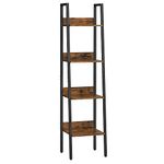 VASAGLE Ladder Shelf, 4-Tier Bookcase for Home Office, Free Standing Storage Shelves for Living Room, Kitchen, Steel Frame, Easy to Assemble, Industrial Rustic Brown and Black LLS108B01