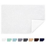 JARITTO Bathroom Non-slip Mat Bath Mat Chenille Microfiber Floor Rug Soft Machine Washable Absorbent for Shower Toilet 40 x 60 cm (White)