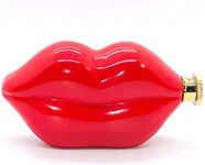 Red Lips Flask - Pucker Kiss Stainless Steel 5 oz. Pocket Flask - Travel Picnic Bar Party - Fun Cute & Romantic