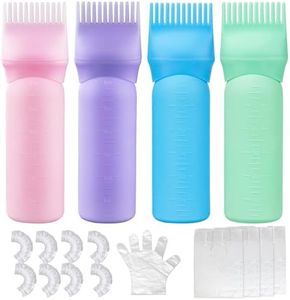 Decorniqu Root Comb Applicator Bottle 6 Ounce 4 Pack 12-tooth Comb Hair Oil Applicator Hair Dye Applicator Brush Hair Root Comb Color with Graduated Scale Hair Applicator Bottle