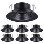 TORCHSTAR 4 Inch Recessed Light Black Baffle Trim, Full Metal, Ceiling Can Light Trim for 4 Inch Recessed Can, Fit Halo/Juno Remodel Recessed Housing for PAR16, PAR20, BR20, Pack of 6