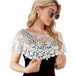 Venzina® Lace Shawl Poncho Cape for Women, Floral Pattern Loose Capelets Cover Up Wraps, Knitted Shrugs for Evening Dress Hollow Out Shawl for Strapless Dress, Off-shoulder, Beachwear