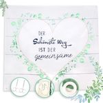 Wedding Sheet for Cutting Out Wedding Heart Wedding Decoration Registry Office Surprise Includes 2 Scissors and Reusable Canvas Zip Bag, Silk Ribbon