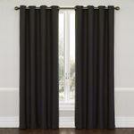 ECLIPSE Wyndham Thermal Insulated Single Panel Grommet Top Darkening Curtains for Living Room, 52" x 84", Jet Black