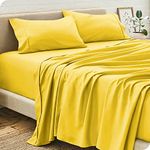 Safhome Full Size 4 Piece Sheet Set - Yellow - 1000 Thread Count Breathable Cooling Sheets - 24 Inches Deep Pocket Hotel Luxury Bed Sheets Easy Fit Soft & Wrinkle Free Sheets