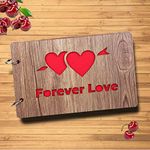 Sehaz Artworks Forever Love Wooden Scrapbook Photo Album for Memorable Gift on Boyfriend Girlfriend Husband Wife Spouse Birthdays, Valentines Day, Anniversary, Monthsary for Couples