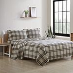 Eddie Bauer - Queen Sheets, Cotton Flannel Bedding Set, Brushed for Extra Softness, Cozy Home Decor (Edgewood Plaid, Queen)