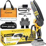 Saker Mini Chainsaw Cordless 6-Inch-Switch Security Lock-Cordless Power Chain Saws-Handheld Small Chainsaw for Cutting Wood Trimming and Woodworking- Mini Chain Saw Cordless with 1 Battery