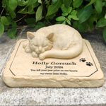 Cat Memorial Stone - Cat Garden Stone - Cat Grave Marker - Pet Sympathy Gift, Headstones for Cats,Cat Statues for Garden Decor, Sleeping Cat Stepping Stone