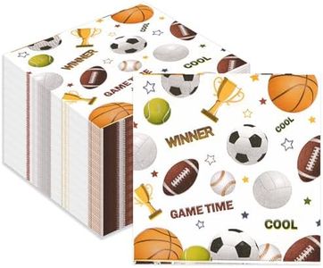 50PCS All Star Sports Themed Party Paper Napkins, 6.5" Disposable Baseball Football Soccer Basketball Volleyball Luncheon Napkins Party Supplies for Birthday Sports Events Celebrations Decorations
