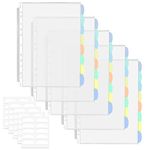 40 Pack A4 Plastic Sleeves Binder Separators with Tabs Binder Pocket 11 Holes Tabs Divider Binder Folders for 2/3/4 Ring Document Pouch Transparent for School Home Office