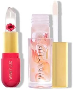 Winky Lux Winter Blossom Pink Lip Kit, Includes Pink Flower Ph Lip Balm & Flower Petail Clear Lip Oil, Ph Color Changing Lipstick Kit