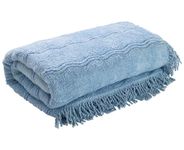 The Bettersleep Company Candlewick Bedspread Luxury Traditional Bed Throw Double Bed Blue