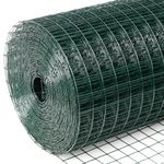 Wirewonders Hardware Cloth 1/2inx6inx25ft Chicken Wire, Green Garden Fence, PVC Coated Metal Welded Wire Mesh for Preventing Snakes, Raccoons, Foxes, Poultry Netting.