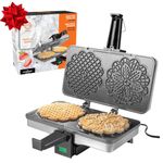 MasterChef Pizzelle Maker - Non-stick Electric Cookie Baker Press, Make Two Homemade 5-Inch Italian Waffle Cookies at Once for Breakfast, Dessert, Birthday Gift