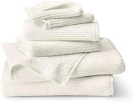 BOLL & BRANCH Turkish Ribbed Bath Towel Set - Cream - 6 Piece - Includes 2 Bath Towels, 2 Hand Towels & 2 Washcloths - 100% Organic Turkish Cotton - Ultra Soft & Luxurious - Quick Dry