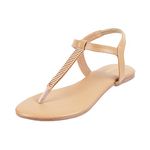 Mochi Women Beige Flat Synthetic Sandal UK/6 EU/39