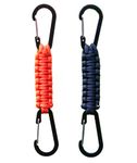 2 Pack Paracord Keychain Carabiner Clips, Heavy Duty Lanyard Hanger with Double Hooks for Stroller Holder, Bottle, Keys, Backpack, Tools (Orange), Orange, One Size