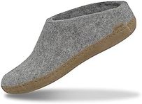 Glerups Unisex Wool Slipper Slip-on with Leather Sole Grey