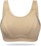 WingsLove Women’s Front Adjustable Bounce Control Wirefree Sports Bra Full Coverage Non-Padded Bra(Nude,16G)