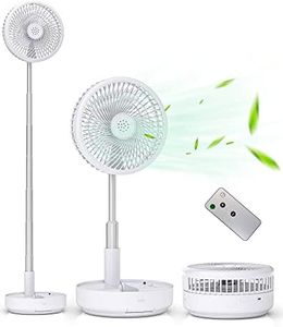 Primevolve Portable Oscillating Standing Fan,Rechargeable Battery Operated USB Floor Table Desk Fan with Remote, 4 Speed Settings Pedestal Fans for Bedroom Office Camping Fishing Travel White 7.7"
