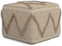 SIMPLIHOME Sweeney 18 Inch Wide Boho Square Pouf in Brown Handloom Woven Pattern, for The Living Room, Bedroom and Kids Room