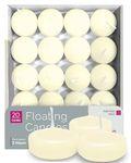 HYOOLA Premium Ivory Floating Candles Pack of 20 - Burn Time 3 Hours - 45 mm - Made in Europe