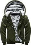 Hoodies for Men Full Zip Up Fleece Warm Jackets Thick Coats Heavyweight Sweatershirts Kangaroo Pockets Moss Green M