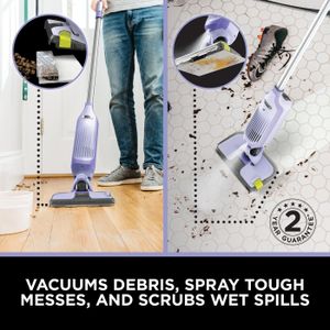 Shark VacMop 2-in-1 Cordless Hard Floor Vacuum Spray Mop – 6 Pads, 355ml Cleaner, Lavender