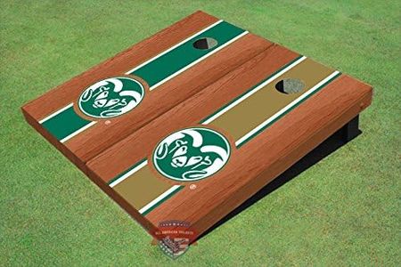 Colorado State University Rams Logo Alternating Rosewood Long Stripe Cornhole Boards CSU 14019