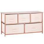 mDesign Horizontal Storage Dresser Unit - Large Furniture Room Organizer Cabinet for Bedroom, Hallway, Office, and Closet - 5 Removable Fabric Drawers - Light Pink/Blush/Rose Gold