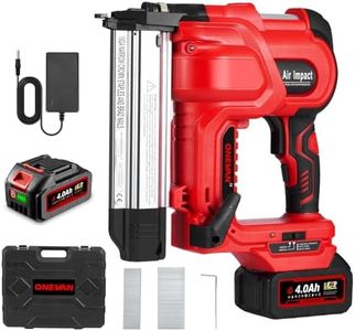 ONEVAN cloueuse electrique sans fil, 2 en 1 cloueuses et agrafeuses electrique avec une 4.0ah batterie, 100 clous/min, luz led, 200 clous ed agrafes, agrafeuse sans fil pour tapisserie, menuiserie