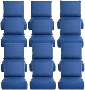 Luxury 6" Thick Outdoor Cushion Set 12 - 24x24 Patio Furniture Cushions with 35D High-Density Foam, Water-Resistant & Fade-Resistant Fabric, Removable Covers for Patio Furniture Sofa Couch -Blue