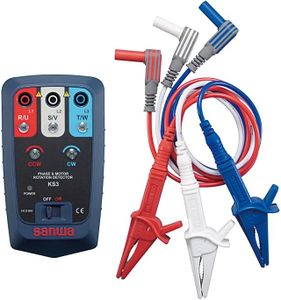 GuliTech Japan sanwa KS1/KS3 Three-Phase AC Phase Detector;Live Wire Checking/Firewire Identification/Missing Phase Judgment(KS3)