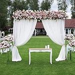 SMLJFO 5x10ft White Sheer Backdrop Curtain Voile Chiffon Fabric Drapery Wedding Arch Drapes Party Backdrop Curtain 2 Panels for Party Ceremony Stage Decorations